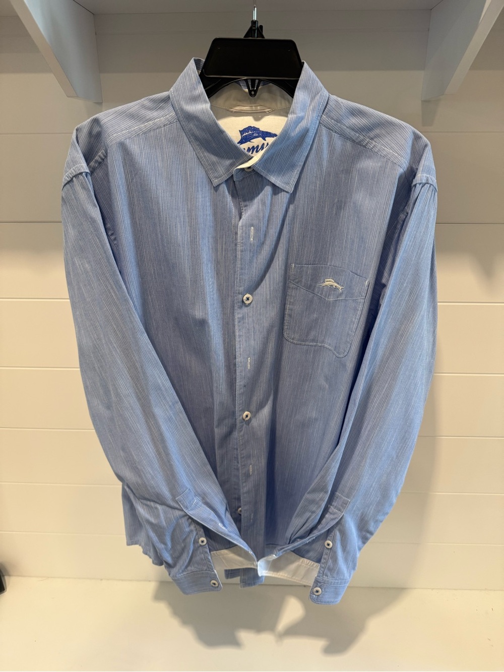 Tommy Bahama Blue Pinstripe Long Sleeve Dress Shirt